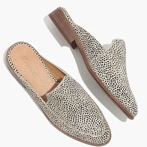 Madewell The Frances Loafer Mule in Spotted Calf Hair Sz 7.5 Dried Flax Multi